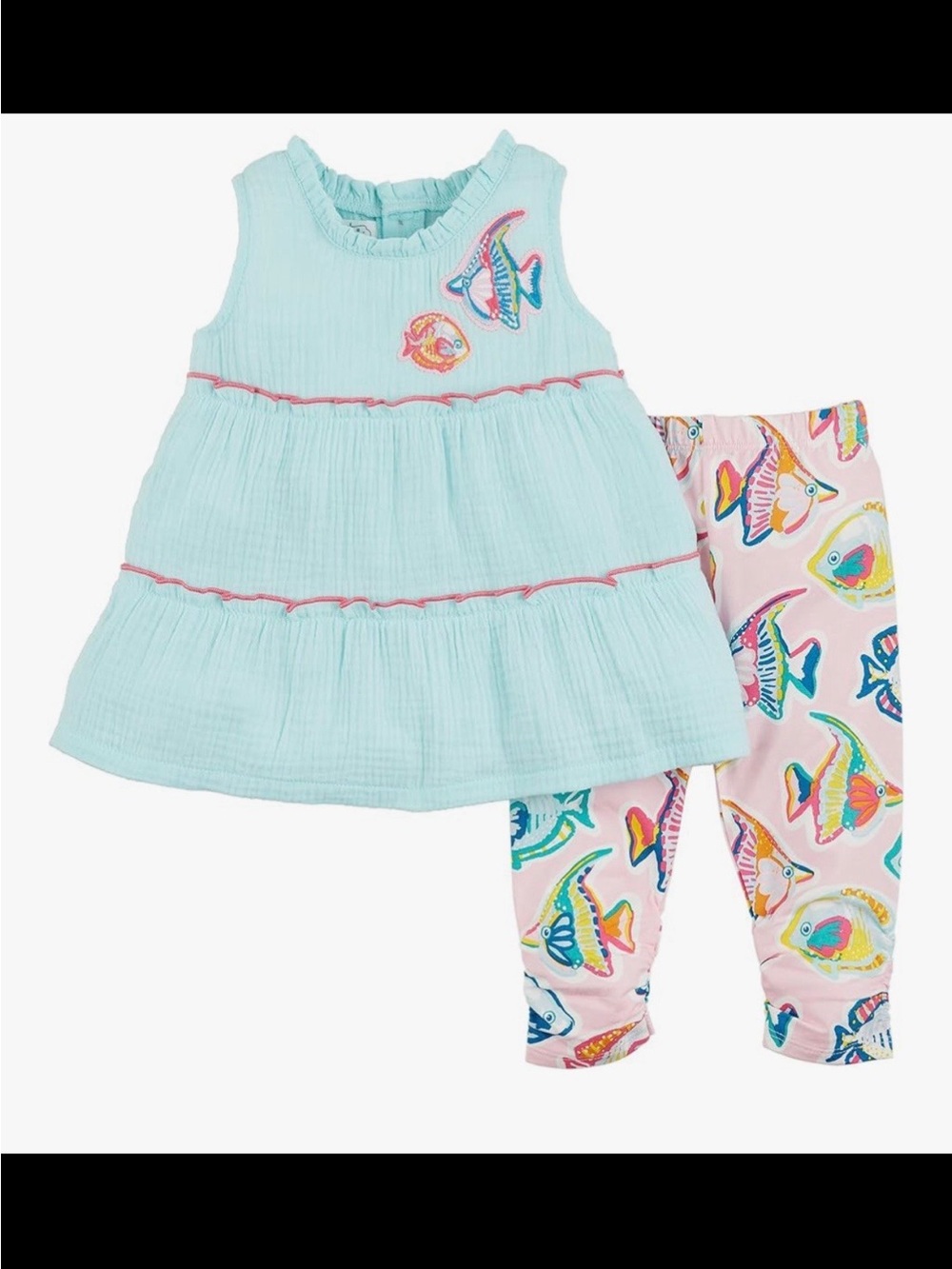 Mud Pie RAINBOW FISH TUNIC & CAPRI SET Baby Girls 12-18 months NEW 2pc Outfit